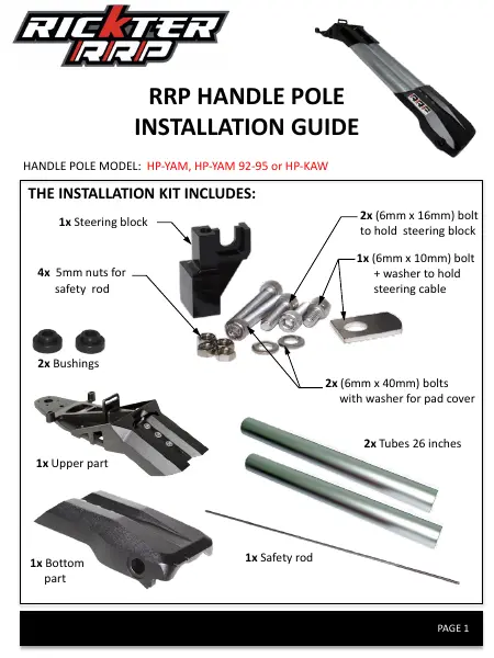 First page of RRP Handle Pole Installation Guide